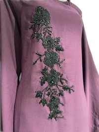 Humeira Abaya Humeira Simple Dubai Style Front Buta Hand Work Pink Color Abaya - 54, 300 gms
