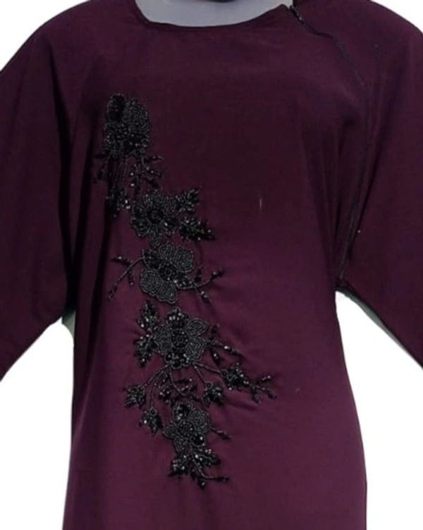 Humeira Abaya Humeira Dubai Style Front Buta Handwork Abaya in Al Nida Fabric With Handwork - 54, 300 gms