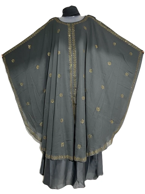 Humeira Abaya Humeira Dubai Style Al Nida Fabric Palla Chitta Farasha in M S Stone Work - 54, 300 gms
