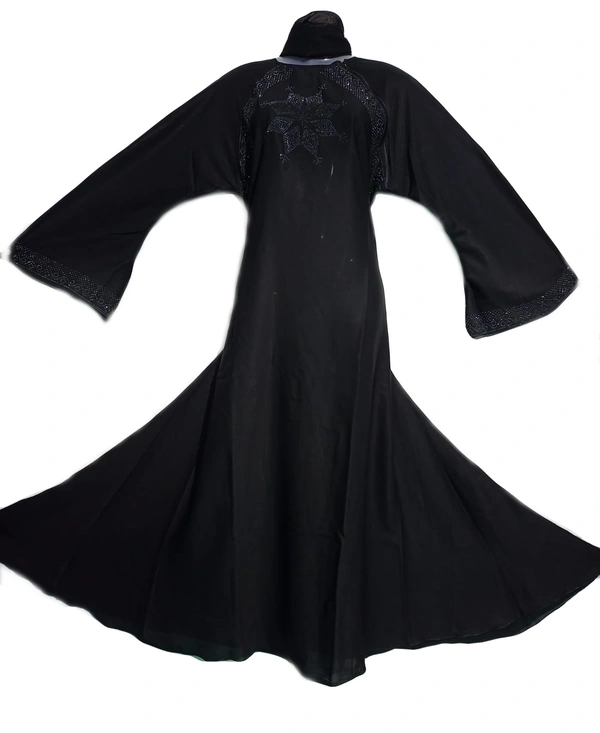 Humeira Abaya Star Buta Al Nida Abaya in Simple Stone Work - 54, 300 gms