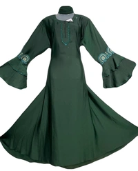 Humeira Abaya Humeira Dubai Style Embroidery Sleeves and Stone Work Abaya in Al Nida Fabric - 54, 300 gms