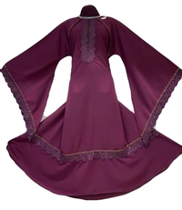 Humeira Abaya Humeira Dubai Style Long Sleeves Embroidery Abaya in Al Nida Fabric With Embroidery Work on Sleeves & Neck - 54, 300 gms