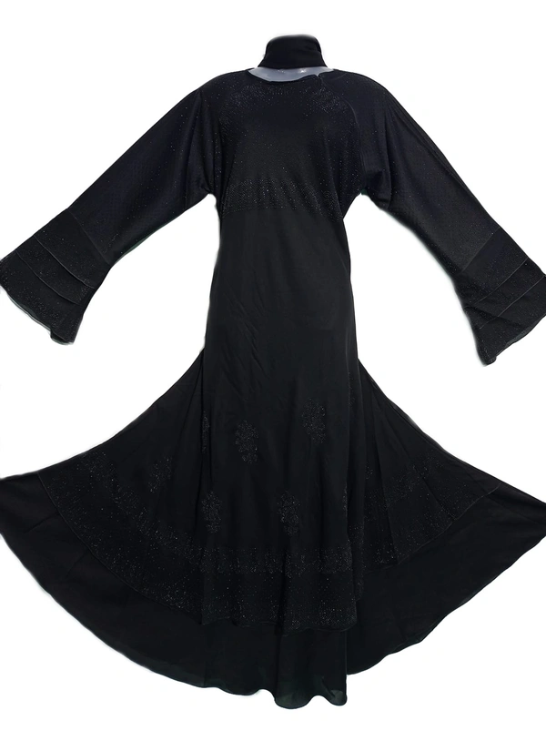 Humeira Abaya Beautiful Dubai Style Chitta Palla Abaya in Al Nida Fabric With Dupatta & Stone Work - 54, 300 gms