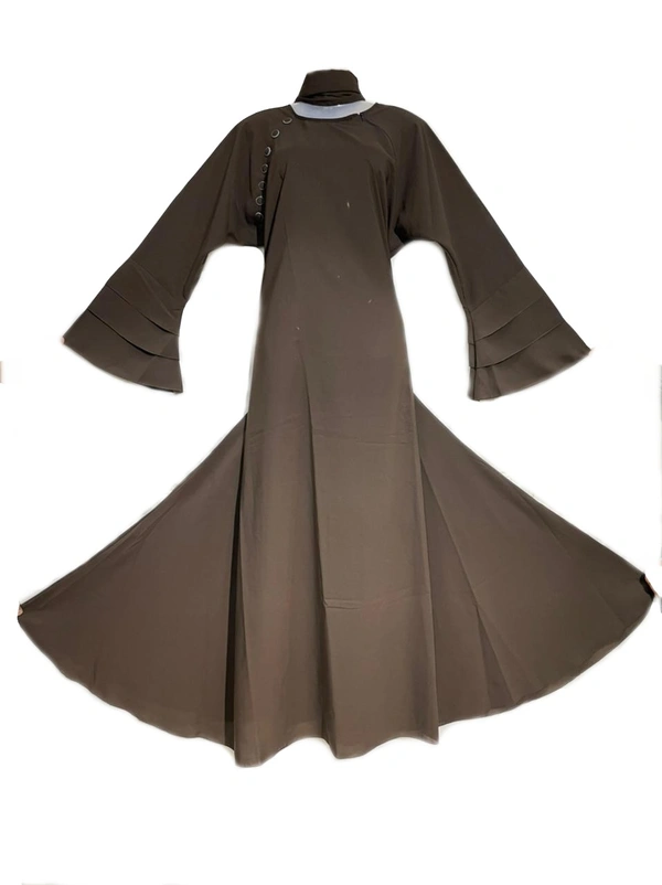 Humeira Abaya Humeira Dubai Style Simple 6 Button on Neck Abaya in Al Nida Fabric - 54, 300 gms