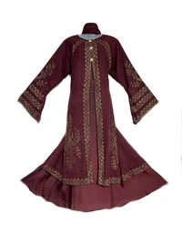 Humeira Abaya Humeira Dubai Style Front Line Shirag Abaya in Al Nida Fabric With M S Stone Work - 54, 300 gms
