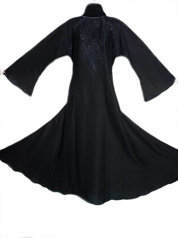 Humeira Abaya Beautiful Dubai Style Big Front Buta Abaya in Al Nida Fabric - 54, 300 gms