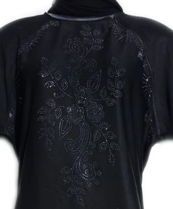 Humeira Abaya Beautiful Dubai Style Big Front Buta Abaya in Al Nida Fabric - 54, 300 gms
