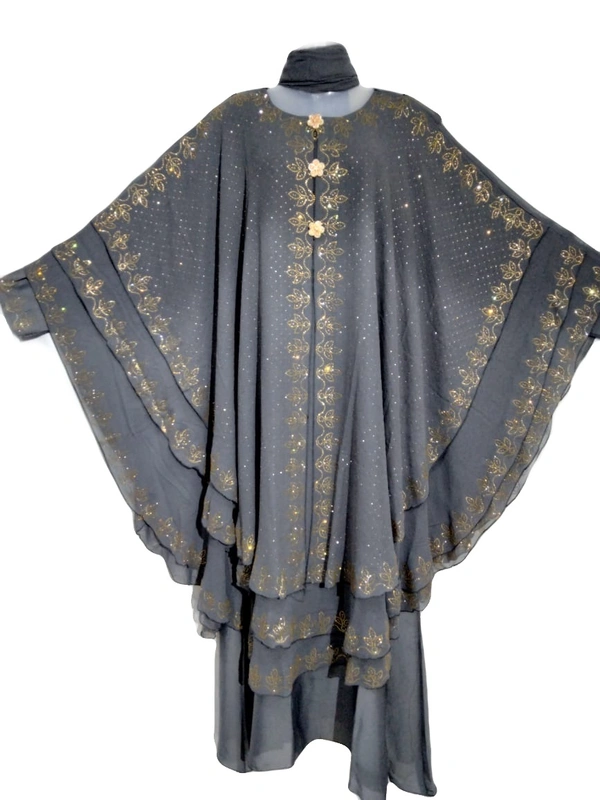 Humeira Abaya Humeira Dubai Style 3 Palla Chitta Farasha in Al Nida Fabric - 54, 300 gms
