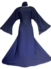 Humeira Abaya Humeira Indian Traditional Double Line Stone Work Abaya in Al Nida Fabric - 54, 300 gms