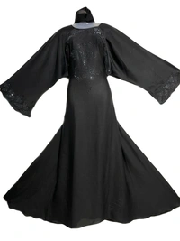 Humeira Abaya Humeira Dubai Style Black Color Silli Abaya in Stone Work Buta - 54, 300 gms