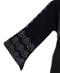 Humeira Abaya Double Layer Shirag Abaya in Al Nida Fabric With White Stone Work - 54, 300 gms