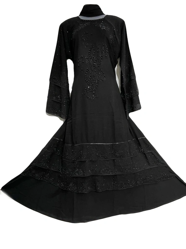 Humeira Abaya Indian Weeding Girl Abaya With Heavy Stone Work in Firdouse Fabric - 54, 300 gms