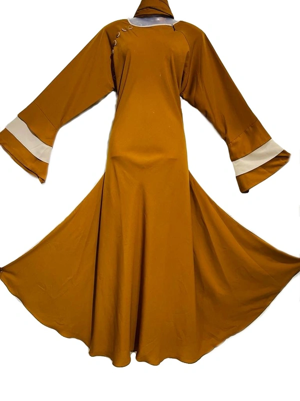 Humeira Abaya Humeira India Style 6 Button Abaya in Al Nida Fabric With 3 Layer Sleeves in Al Nida Fabric - 54, 300 gms