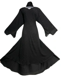 Humeira Abaya Humeira Double Aster Jaal Nug M S Stone Work Abaya in Al Nida Fabric - 54, 300 gms