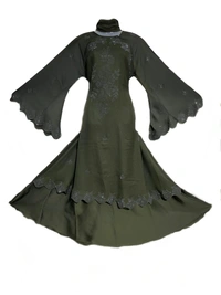 Humeira Abaya Dubai Style Botton Cutting Doble Layer Abaya in Al Nida Fabric - 54, 300 gms