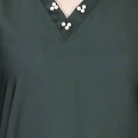 Humeira Abaya Humeira Dubai Style V Gala Firozi Abaya in Al Nida Fabric With Pearl Work - 54, 300 gms