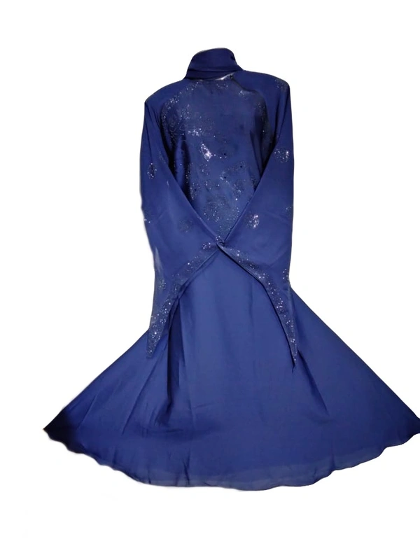 Humeira Abaya Humeira Indian Style Long Sleeves Gulab Abaya in Blue With Blue Color Matching Stone - 54, 300 gms