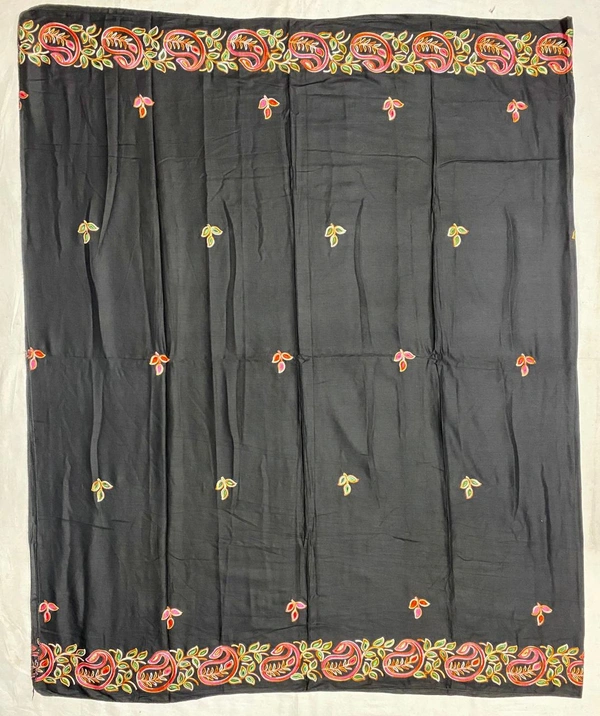 Humeira Abaya Beautiful Side Embroidery Chadar in Black Color With Carry Embroidery Style - M, 100 gms