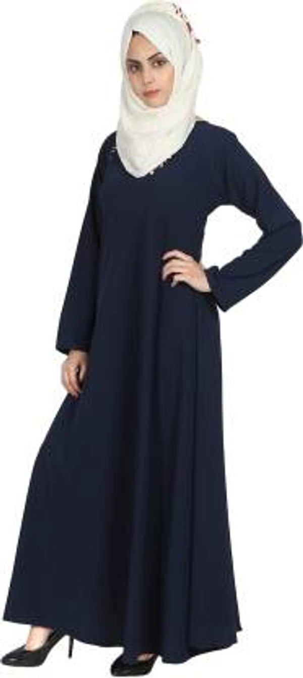 Humeira Abaya Humeira Dubai Style Simple 3 Layer Sleeves Style Abaya in Al Firdous Fabric (Blue) - 54, 300 gms