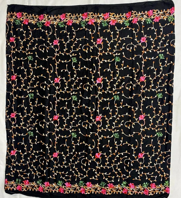 Humeira Abaya India Traditional Chadar in Black Color With Embroidery Work - M, 100 gms