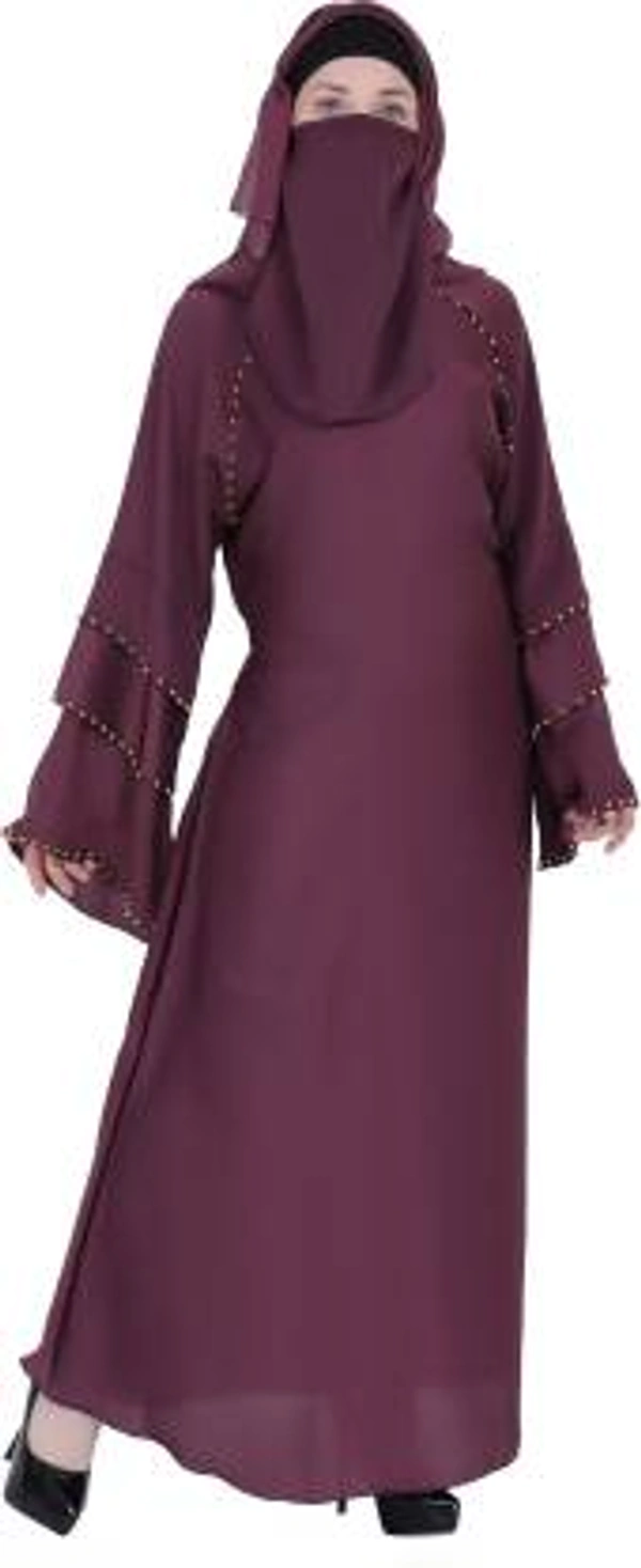 Humeira Abaya Humeira Dubai Style Simple Abaya in Al Nida Fabric With Simple Pearl Work - 54, 300 gms