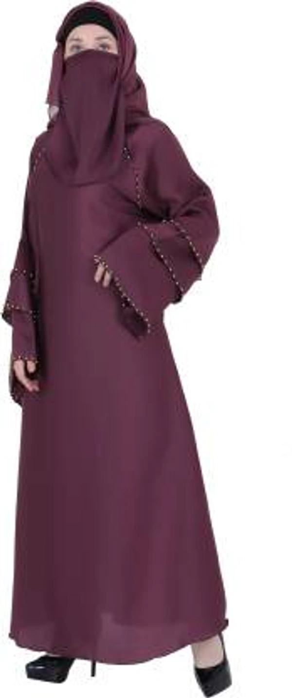 Humeira Abaya Humeira Dubai Style Simple Abaya in Al Nida Fabric With Simple Pearl Work - 54, 300 gms