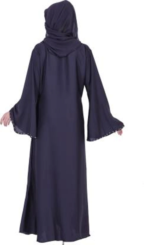 Humeira Abaya Humeira Dubai Style Simple Single Sleeves Pearl Work Abaya in Al Nida Fabric With Dupatta and NosePiece - 54, 300 gms