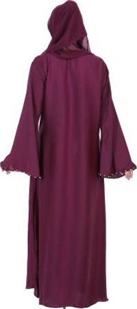 Humeira Abaya Humeira Dubai Style Simple abaya for Girl in Al Nida Fabric With Single Layer Sleeves and Simple Pearl Work on Neck and Sleeves - 54, 300 gms