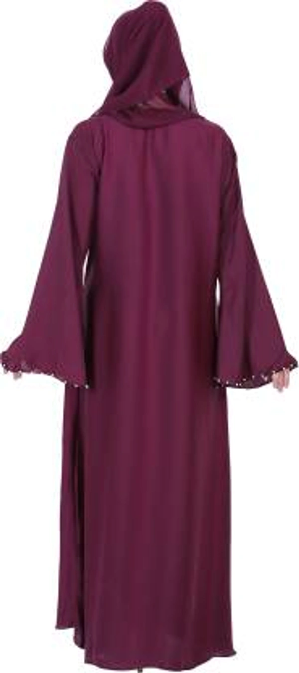 Humeira Abaya Humeira Dubai Style Simple abaya for Girl in Al Nida Fabric With Single Layer Sleeves and Simple Pearl Work on Neck and Sleeves - 54, 300 gms