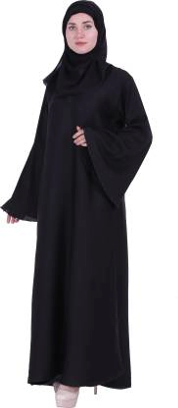 Humeira Abaya Humeira Simple V gala Black Color Abaya in Al Nida Fabric With Dupatta And NocePiece - 54, 300 gms