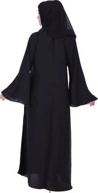 Humeira Abaya Humeira Simple V gala Black Color Abaya in Al Nida Fabric With Dupatta And NocePiece - 54, 300 gms