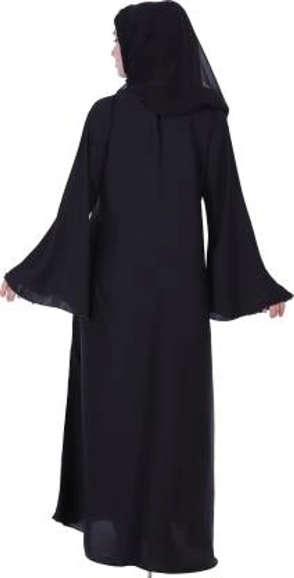 Humeira Abaya Humeira Simple V gala Black Color Abaya in Al Nida Fabric With Dupatta And NocePiece - 54, 300 gms