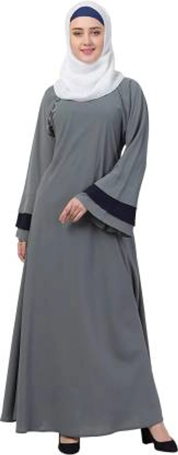 Humeira Abaya Humeira Dubai Style Triple Layer Sleeves Abaya in Al Firdous Fabric (Grey) - 54, 300 gms