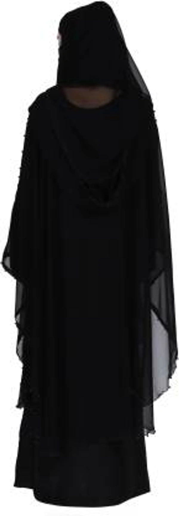 Humeira Abaya Dubai Style Moti Farasha Abaya in Black Color With Pearl Work on Front in Al Nida Fabric - 54, 300 gms
