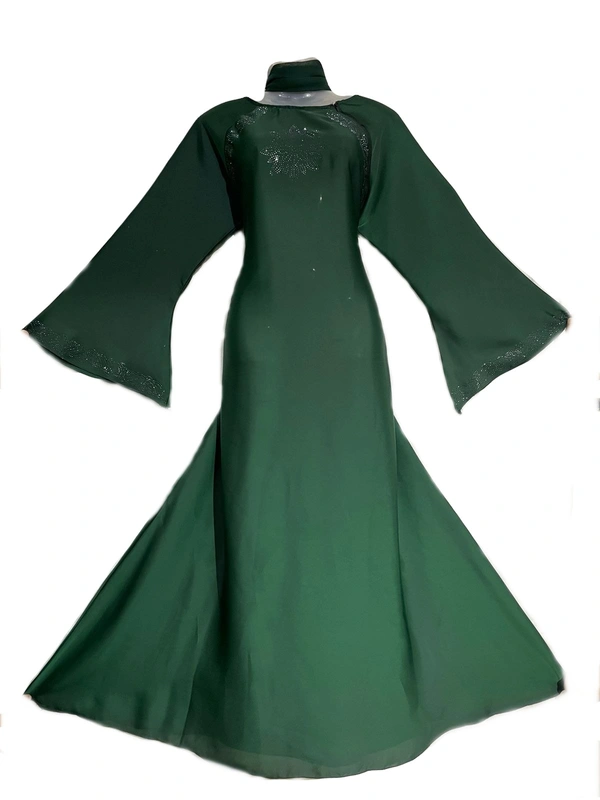 Humeira Abaya in Green Color With Little Stone Work for School Girl - 54, 300 gms
