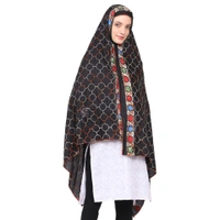 Humeira Abaya India Style Side Boader Embroidery Chadar Stoles in Rayon Fabric Red Color - M, 100 gms