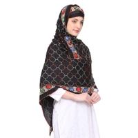 Humeira Abaya India Style Side Boader Embroidery Chadar Stoles in Rayon Fabric Red Color - M, 100 gms