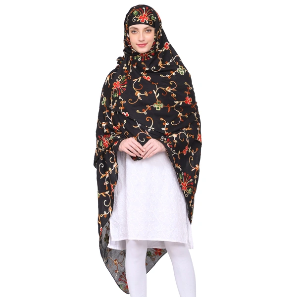 Humeira Abaya Beautiful Rayon Chadar in Embroidery Heavy Work in Black Color - M, 100 gms