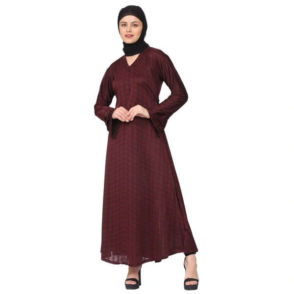 Humeira Abaya Humeira Dubai Style Simple Maroon Color Abaya in Al Nida Fabric - 54, 300 gms