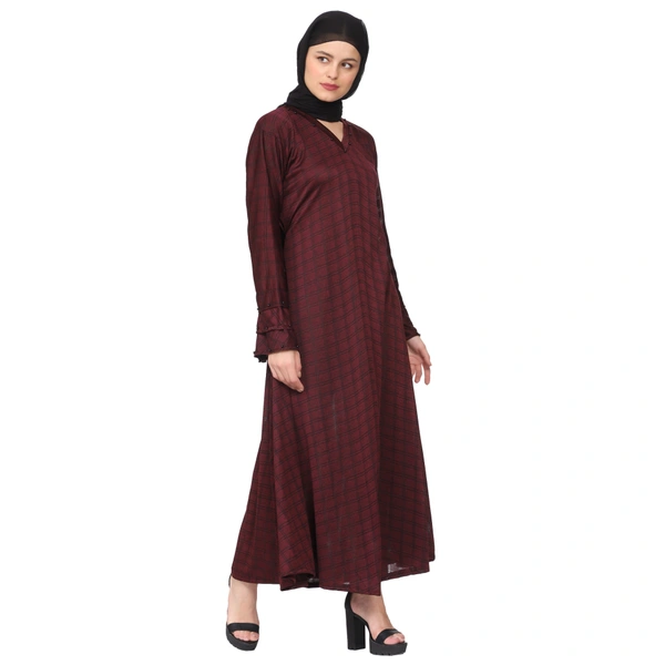 Humeira Abaya Humeira Dubai Style Simple Maroon Color Abaya in Al Nida Fabric - 54, 300 gms