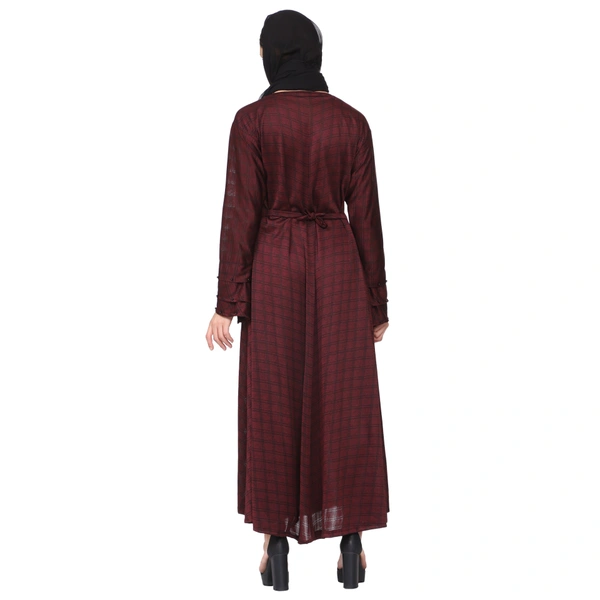 Humeira Abaya Humeira Dubai Style Simple Maroon Color Abaya in Al Nida Fabric - 54, 300 gms