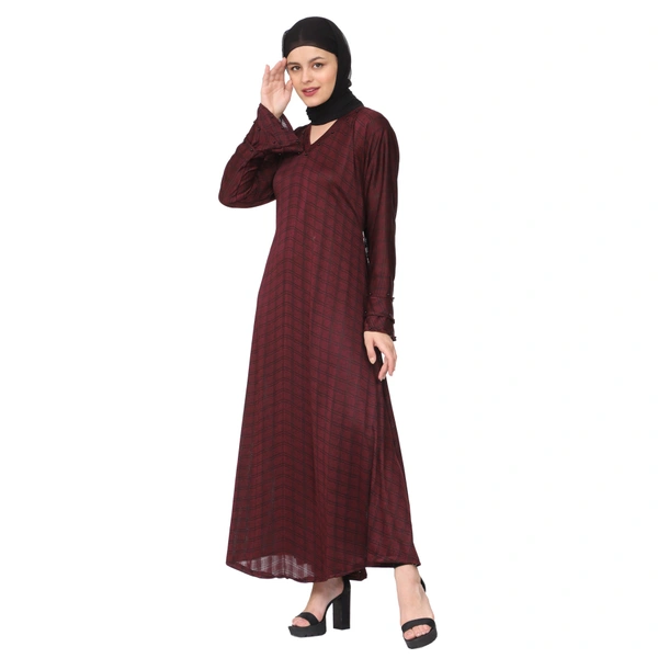 Humeira Abaya Humeira Dubai Style Simple Maroon Color Abaya in Al Nida Fabric - 54, 300 gms