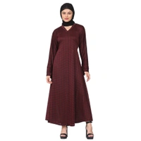 Humeira Abaya Humeira Dubai Style Simple Maroon Color Abaya in Al Nida Fabric - 54, 300 gms