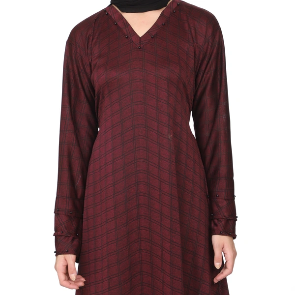 Humeira Abaya Humeira Dubai Style Simple Maroon Color Abaya in Al Nida Fabric - 54, 300 gms