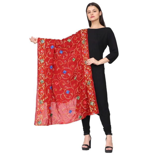 Humeira Abaya Indian Multi Color Embroidery Chadar for Women in Rayon Fabric - M, 100 gms