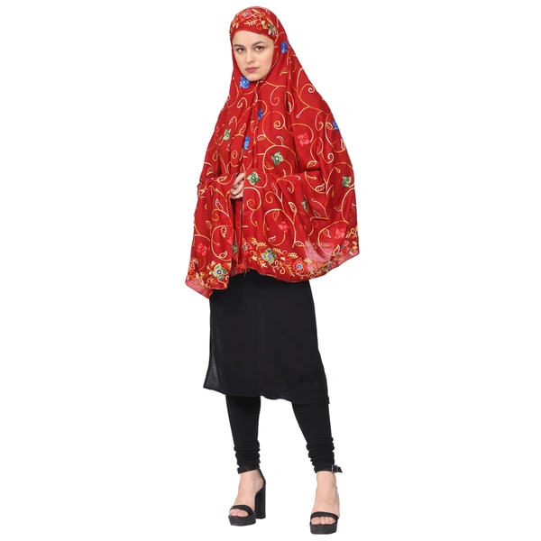 Humeira Abaya Indian Multi Color Embroidery Chadar for Women in Rayon Fabric - M, 100 gms