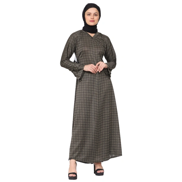 Humeira Abaya Humeira Dubai Style Simple Grey Color Abaya in Al Nida Fabric - 54, 300 gms
