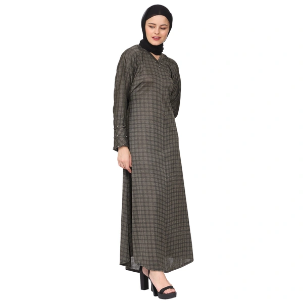 Humeira Abaya Humeira Dubai Style Simple Grey Color Abaya in Al Nida Fabric - 54, 300 gms