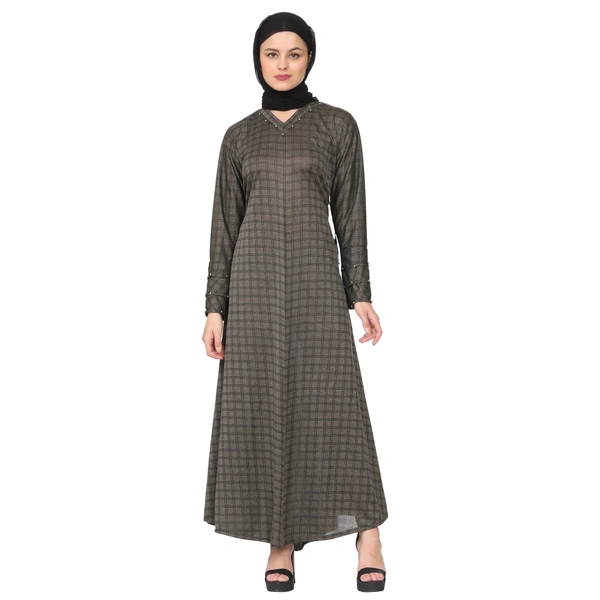 Humeira Abaya Humeira Dubai Style Simple Grey Color Abaya in Al Nida Fabric - 54, 300 gms