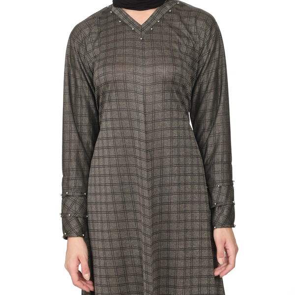 Humeira Abaya Humeira Dubai Style Simple Grey Color Abaya in Al Nida Fabric - 54, 300 gms